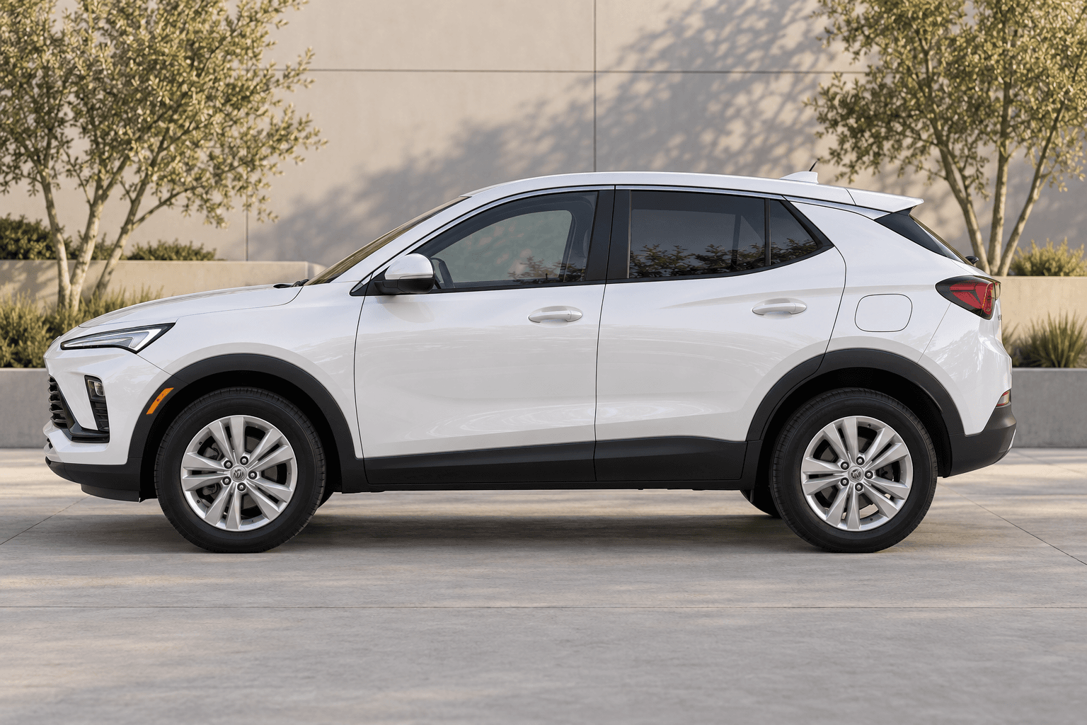 White Buick Encore GX, side profile, illustrative vehicle image